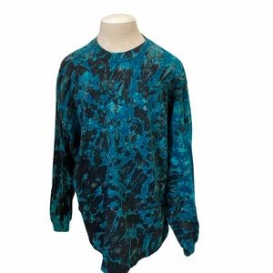 Hanes Beefy Black Brown Blue Marbled Tie Dye tee